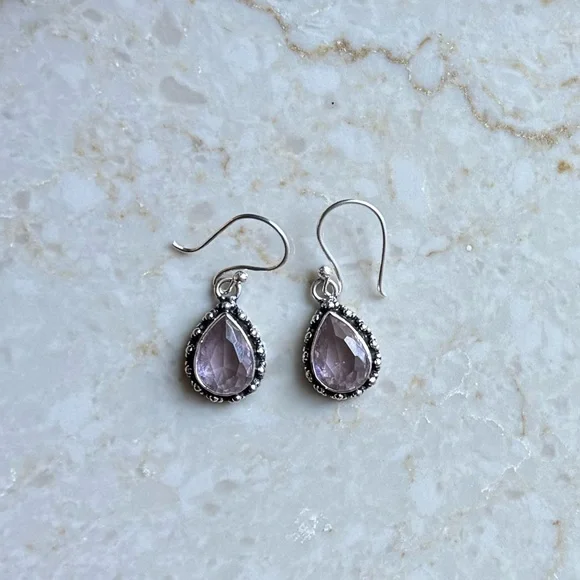 NWOT Sundance Drifting Dewdrops Earrings, Pink Kunzite, Sterling Silver